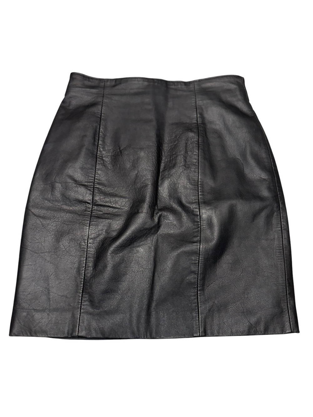 Vintage CHIA Genuine Leather Black Mini Skirt Fully Lined Size 8 Korea